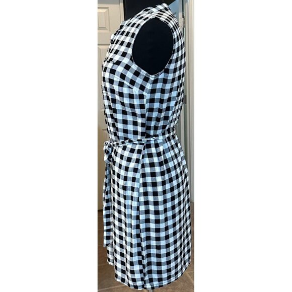 Women's Faded Glory Mini V-neck Dress Black & White Gingham Rayon Size S (4-6) - Picture 4 of 15